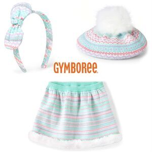 Gymboree Girls Polar Party Fairisle Sweater Skirt Size 8 Matching Hat Headband